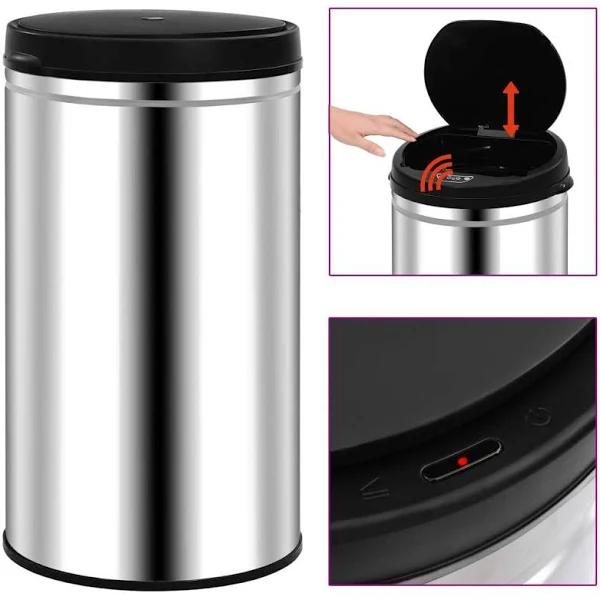 vidaXL Automatic Sensor Dustbin 60 L Stainless Steel