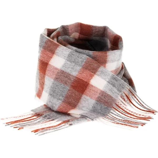 Edinburgh 100% Lambswool Scarf Big Check 27587 Muted White/Pink One Size