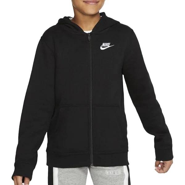 Nike Club Boys Full Zip Hoodie Black / White M