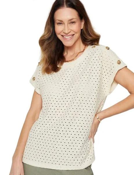 Millers Extrended Sleeve Knit Broidery Top - Size 18 - Womens