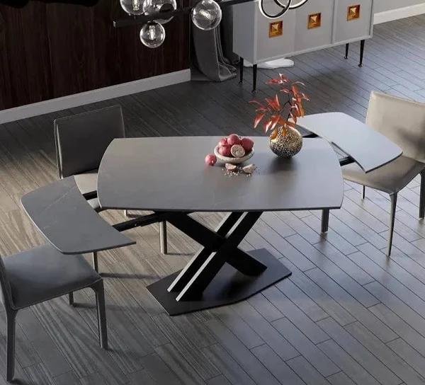 Eclipse Extendable Dining Table With White Ceramic Top Black