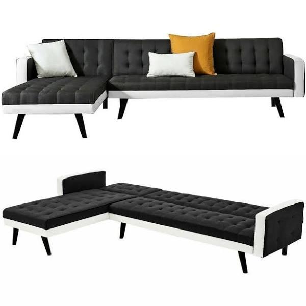 Foret 5 Seater Sofa Bed Modular Corner Lounge Recliner Couch Chaise Fabric Black White