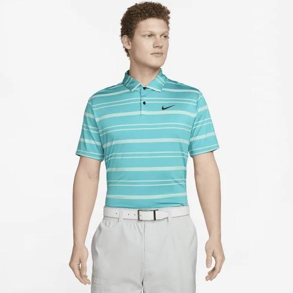 Nike Dri Fit Tour Stripe Polo Shirt - Teal Nebula/Jade Ice/Black - Size: XXL