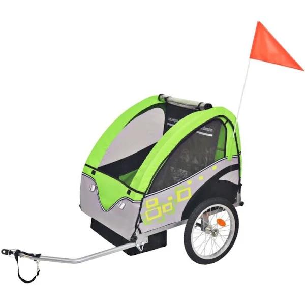 vidaXL Kids' Bicycle Trailer Grey and 30 kg | Green