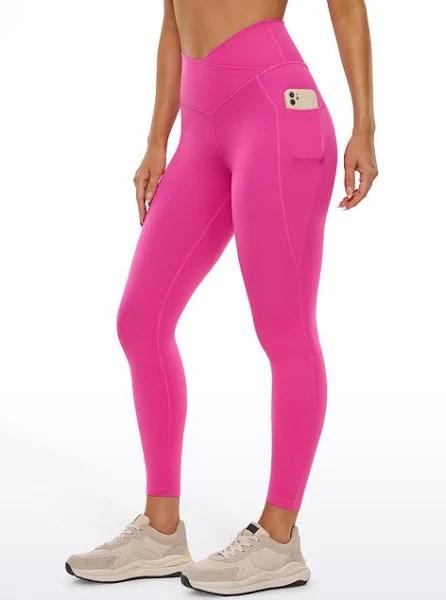 CRZ Yoga Butterluxe Womens Crossover Waist Leggings with Pockets 25" Hibiscus Purple / XXS