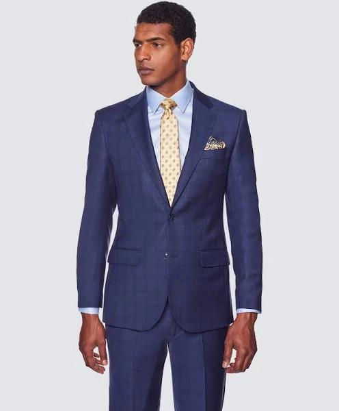 Hawes & Curtis Men's Navy Windowpane Check Tailored Fit Suit Jacket - 1913 Collection