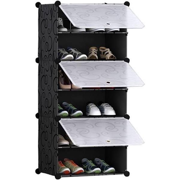 SOGA 6 Tier Shoe Rack Organizer Sneaker Footwear Storage Stackable Stand Cabinet Portable Wardrobe With Cover