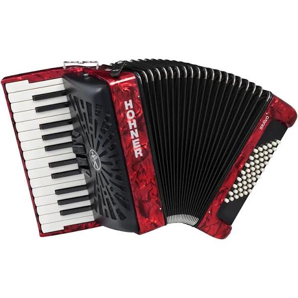 Hohner Bravo II 48 Bass Chromatic Accordion in Red Pearl