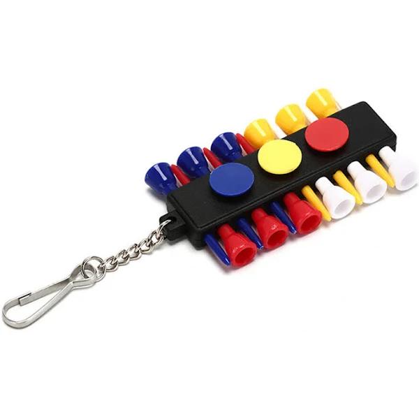 3pcs Activing Plastic Golf Tee Holder Carrier with 12 Golf Tees and 3 Plastic Ball Markers