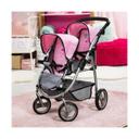 Bayer 73cm Twin Tandem Doll Pram Pink & Grey