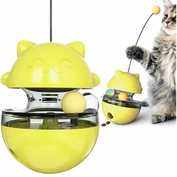 Vibe Geeks Cat Treat Dispenser Toy Ball Kitten Self Play Interactive Tumbler Toy