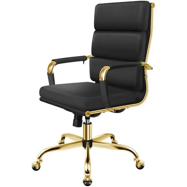 ALFORDSON Office Chair Ergonomic Paddings Executive Computer Work Seat High Back Gold and Black - AfterPay & zipPay Available