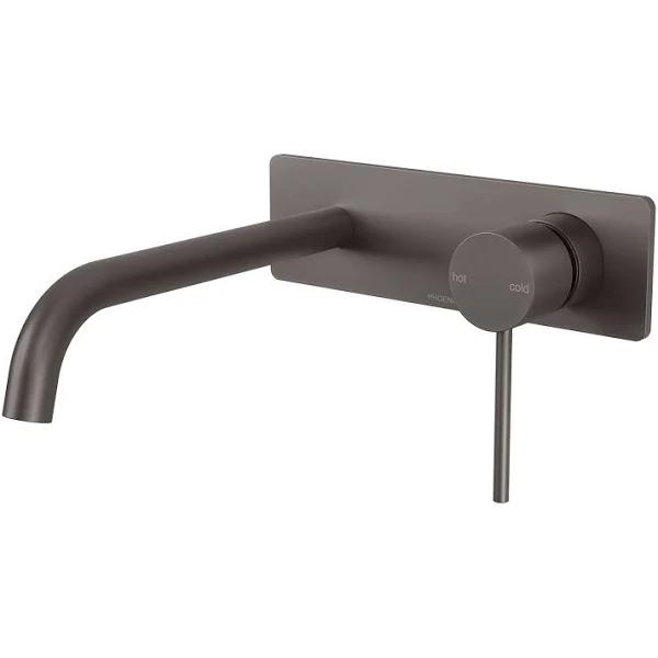 Phoenix Vivid Slimline Wall Bath Mixer Set 230mm Curved - Gun Metal