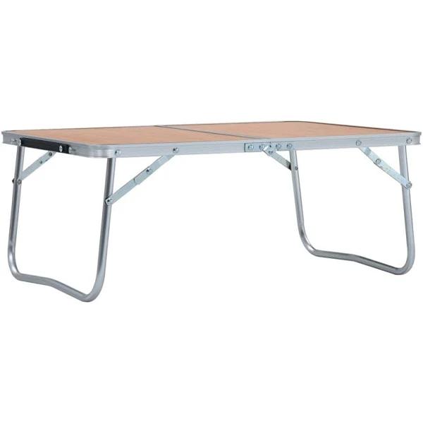 Folding Camping Table Brown Aluminium 60x40 cm vidaXL