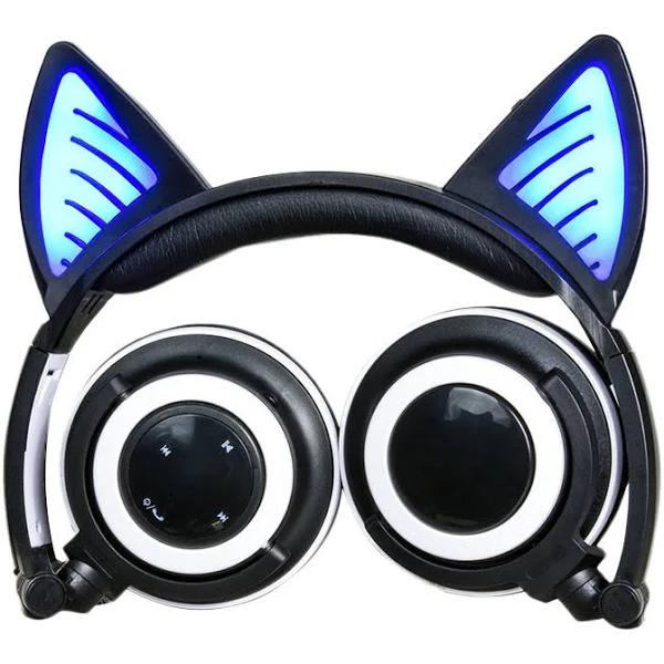 Ymall Kids Wireless Headphones Bluetooth Over Ear With Only Cat Ears Led Glowing Kids Headsets For Girls Boys-Black - AfterPay & zipPay Available