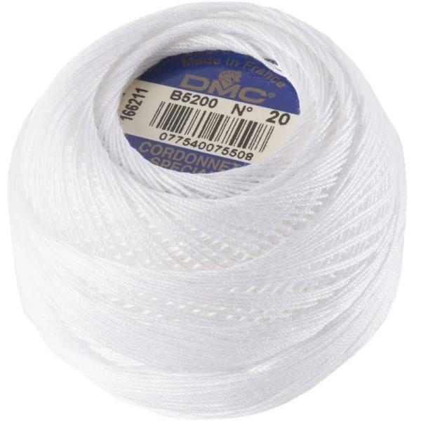 DMC Cordonnet Special Size 30 B5200 White 6 Cord Crochet Cotton 20g Ball - White - AfterPay & zipPay Available