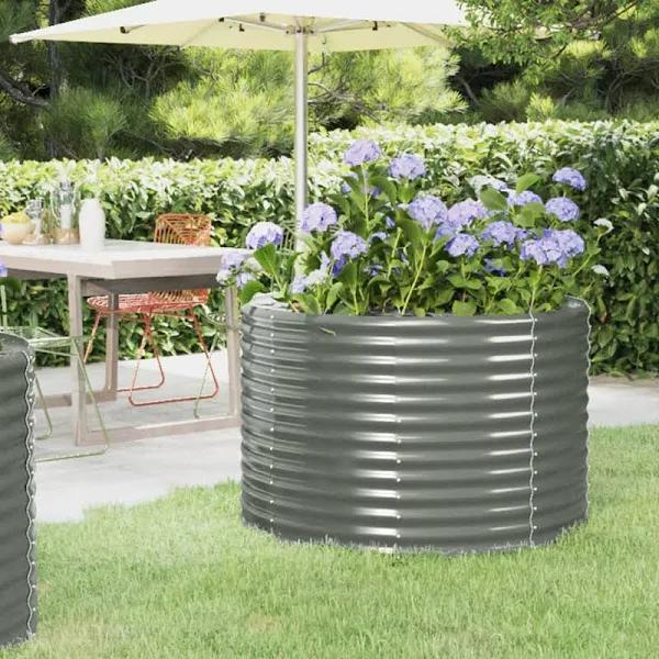 vidaXL Garden Raised Bed Powder-coated Steel 100x100x68 cm Grey