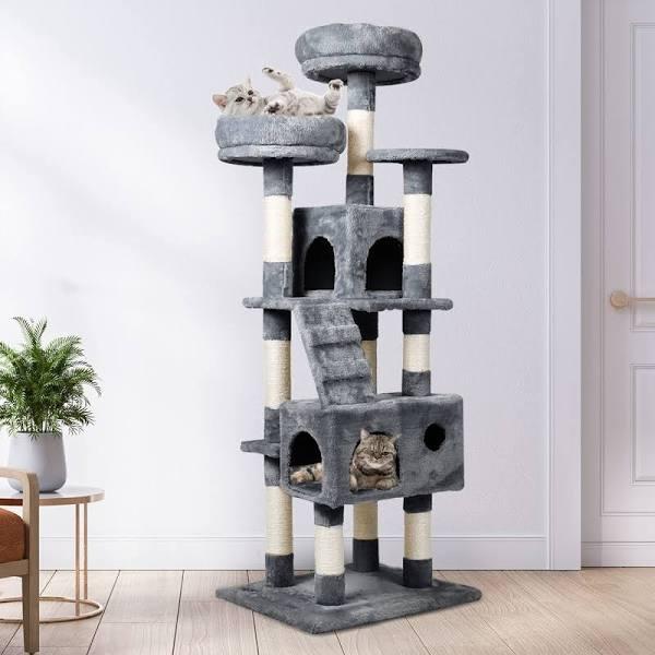 PaWz Cat Trees Scratching Post Scratcher For Large Cats Tower House Grey 140cm