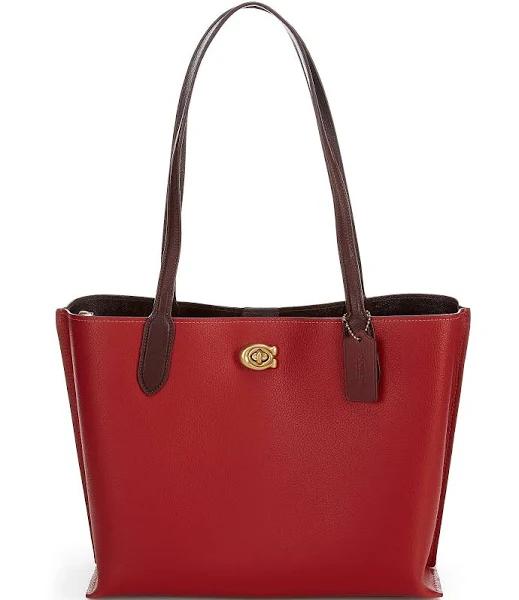 Coach Red Willow Tote in Colorblock with Signature Canvas Interior