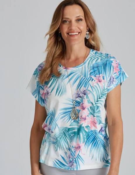 Millers - Womens Tops - Short Sleeve Printed Scoop Neck Slub Top