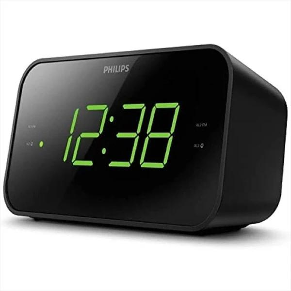 Philips Digital Alarm Clock Radio, FM Radio Alarm Clocks for Bedrooms, Dual Alarm Clock Radios for Bedroom with Battery Backup, Sleep Timer Function