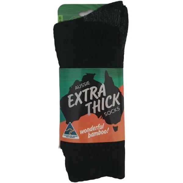 Bamboo Textiles Aussie Extra Thick Socks Black - Size 4-6