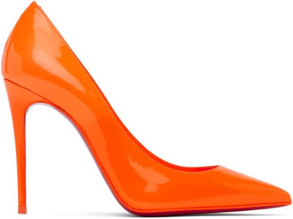 Christian Louboutin - Women's Kate 100 Pumps - Orange - Leather - Heels - 5.5