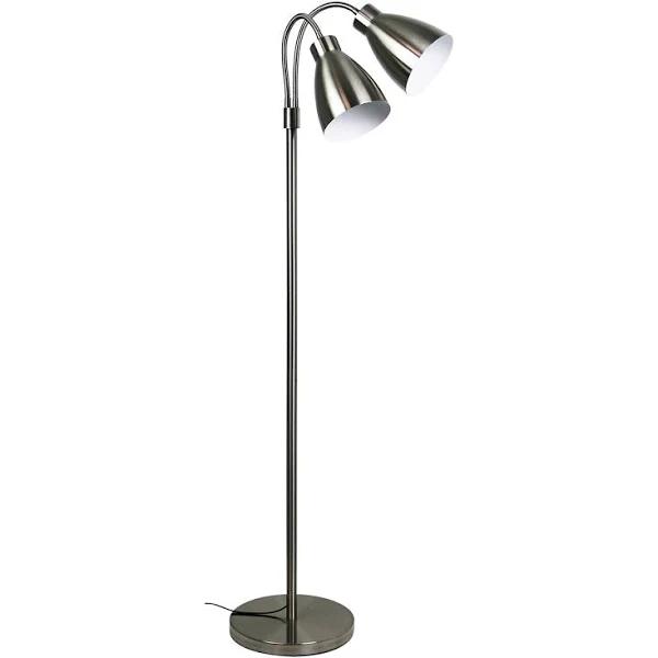 Retro Twin Floor Lamp, Brushed Chrome