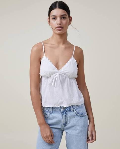 Cotton On - Women's White Cami Tops - Cotton Lace Cami Top - Size 12 at The Iconic