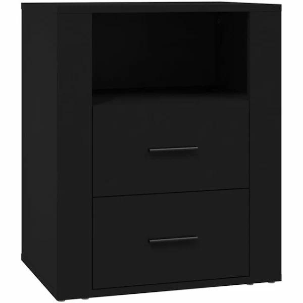 vidaXL Bedside Cabinet Black 50x36x60 cm Engineered Wood