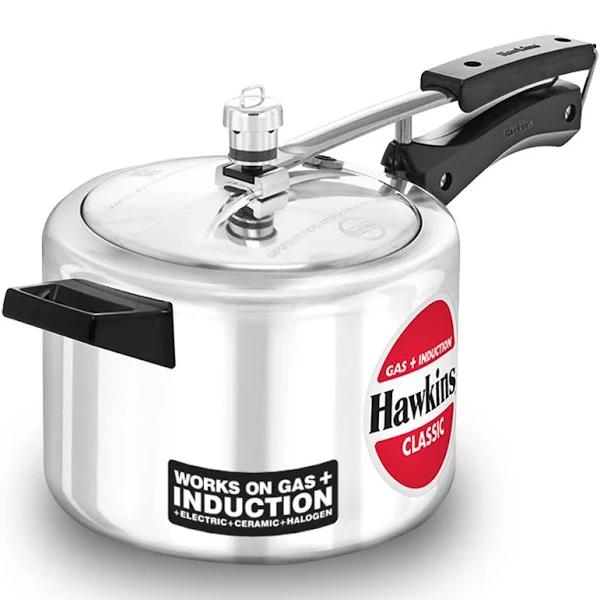 Hawkins Aluminium 4 Litre Classic Pressure Cooker, Induction Inner Lid Cooker, Pan Cooker, Best Cooker, Silver (Icl40), 4 Liter