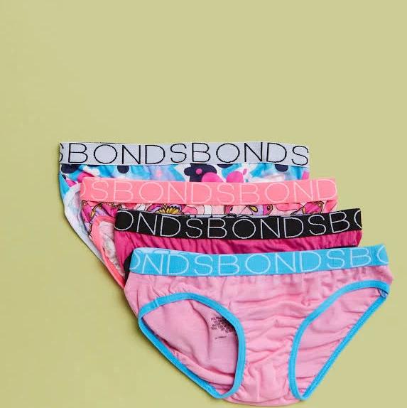 Bonds Girls Bikini 4 Pack Size: 10/12