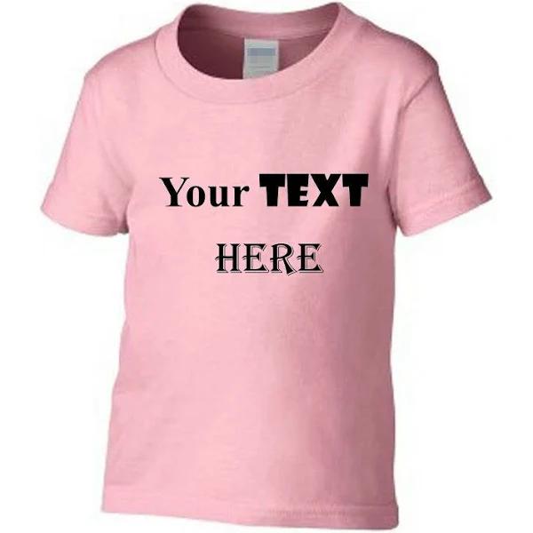 Personalised Customised Boys Girls Kids Custom Printed Text T-Shirt Printing Tee Pink / Small / 2t / 1-2 Yo