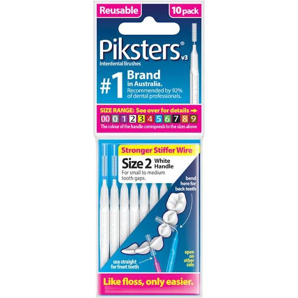 Piksters Interdental Brush Size 2 Pack 10 (White)