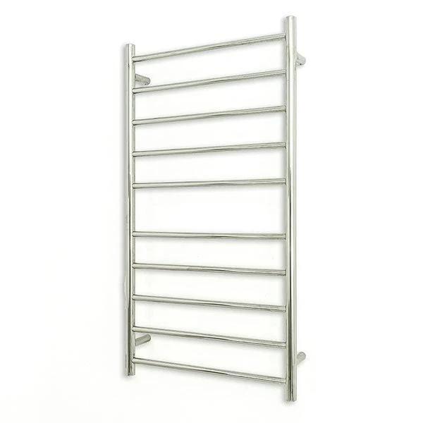 Radiant Round 10 Bar Heated Towel Ladder 600 x 1100 Polished Stainless Steel - Left Wiring