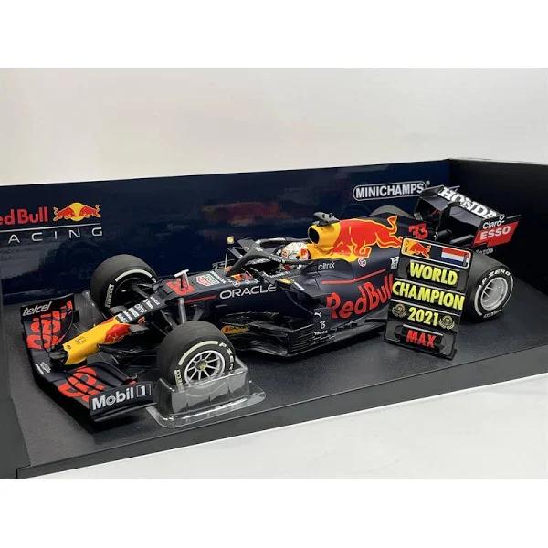 Minichamps M110212333 1/18 Red Bull Racing Honda Rb16b Max Verstappen Winner Abu Dhabi GP 2021 With Pitboard WC 2021