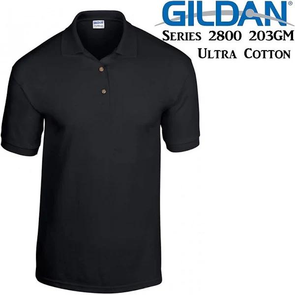 Gildan Jersey Polo Collar T-Shirt Black Tee S - XXL Ultra Cotton S