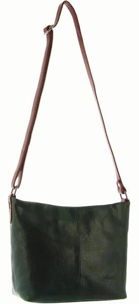 Milleni Nappa Leather Cross Body Bag in Emerald-Chestnut