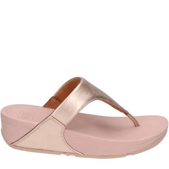 FitFlop Lulu Leather Rose Gold Toe-Post Sandals