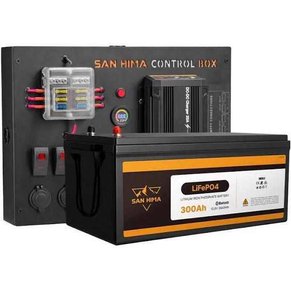 San Hima 12V 300Ah Lithium Iron Phosphate Battery + 12V Control Box w/ Fuse 4x4