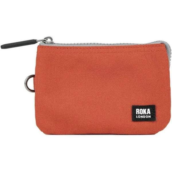 Roka Orange Carnaby Small Black Label Recycled Canvas Wallet