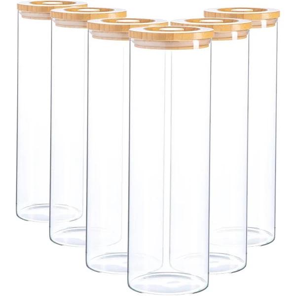 Argon Tableware Glass Storage Jars With Wooden Lids - 2 Litre - Pack of 6