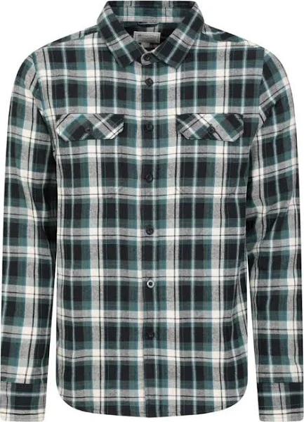 Mountain Warehouse Mens Trace Flannel Long-Sleeved Shirt Khaki Green S Cotton Mens Shirt