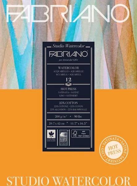 Fabriano Studio Water Colour Pads Hot Pressed 200gsm / 29.7 x 42cm