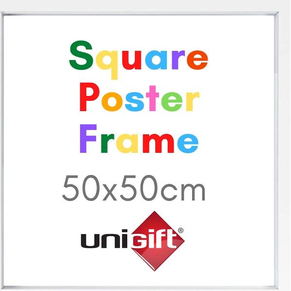 4 x White Poster Frames 50x50cm - Square Wall Mount Picture Frame Print Photo with Real Glass Poster Back Loading Wall Art & Puzzle Frame