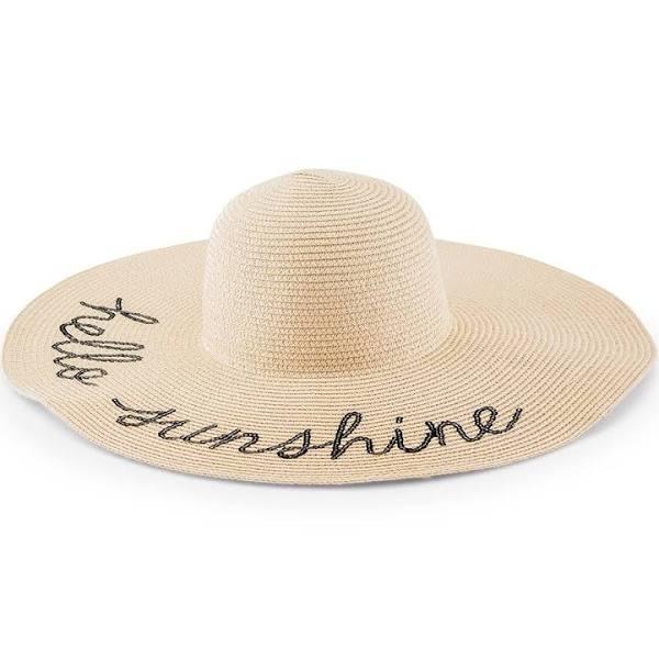 Women's Floppy Straw Sun Hat - Hello Sunshine