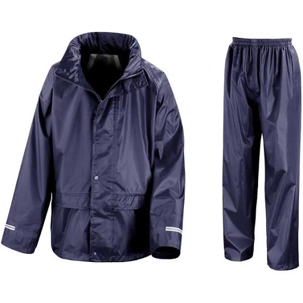 Result Core Childrens/Kids Unisex Junior Rain Suit Jacket and Trousers Set Navy Blue 5-6 Polyester Childrens Jacket