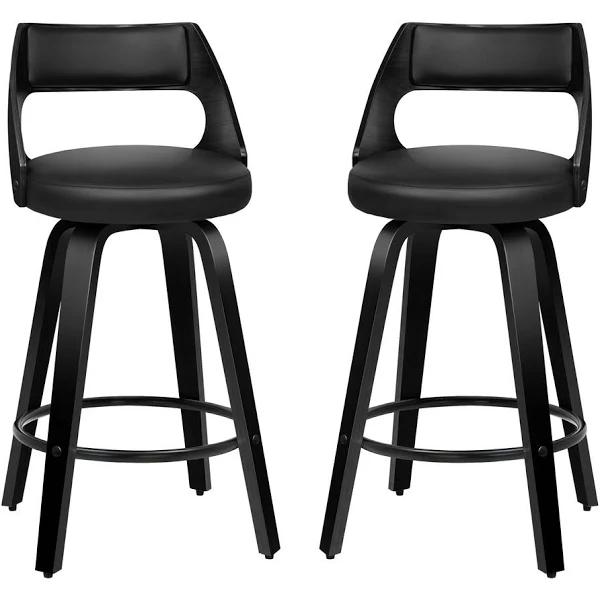 ALFORDSON 2x Swivel Bar Stools Eden Kitchen Wooden Dining Chair All Black