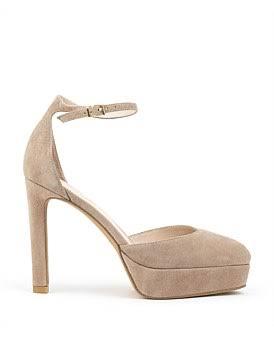 David Jones Edward Meller Cody110 Dorsay Platform Pump in Nudesue, Size 40 EU