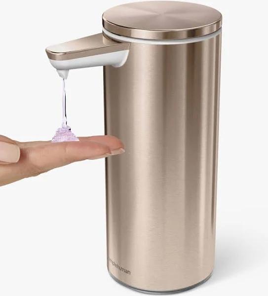 simplehuman 9 oz. Touch-Free Rechargeable Sensor Liquid Soap Pump Dispenser, Rose Gold Stainless Steel